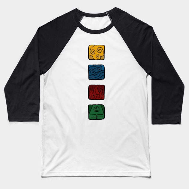 Avatar Elements Last Airbender Anime Show Icons Baseball T-Shirt by troylwilkinson